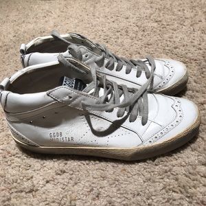 White Leather Golden Goose Mid Star